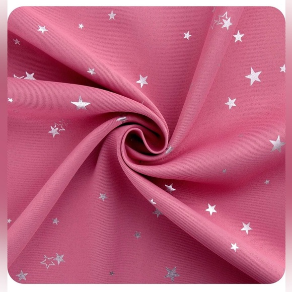 Pink Star Patterned Curtains 2 pieces - Picture 2 of 5